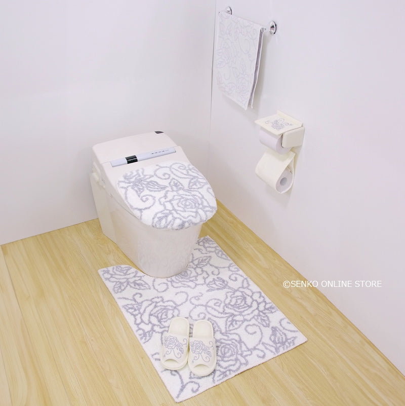 クリアローズ2 ロングトイレマット 約80×60cm ライトブルー/ライトピンク/ホワイト