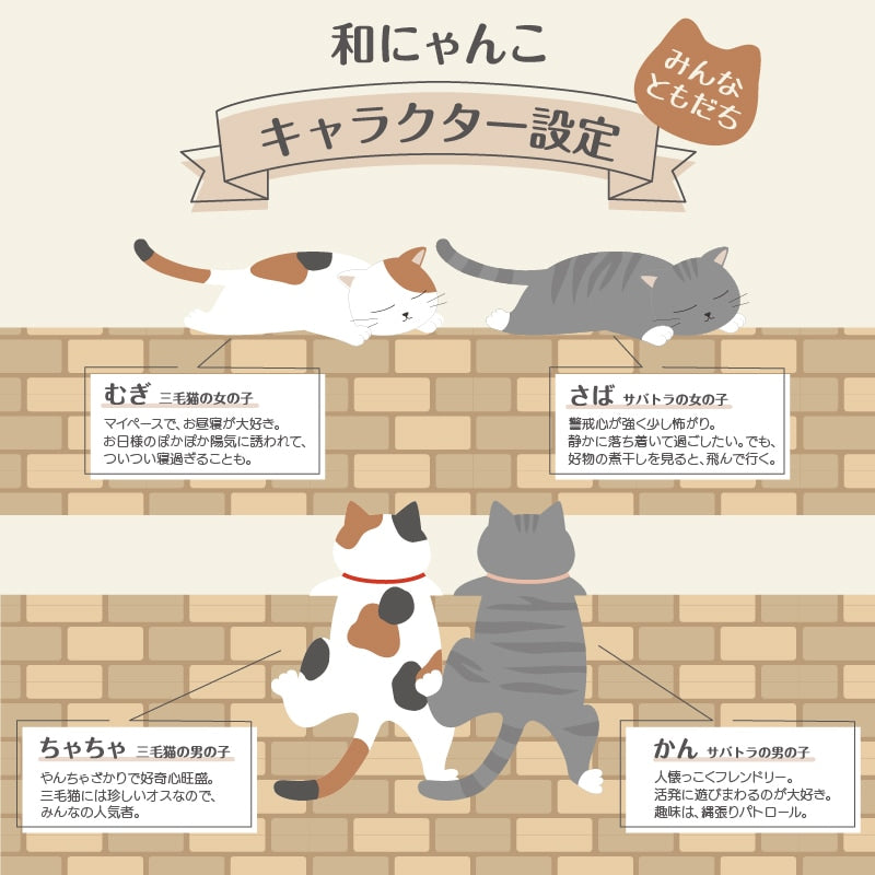 SDS 和にゃんこ ミケ トイレ4点セット ロングトイレマット+兼用フタカバー（普通便座＆温水洗浄・暖房便座兼用）+スリッパ+ペーパーホルダーカバー ベージュ