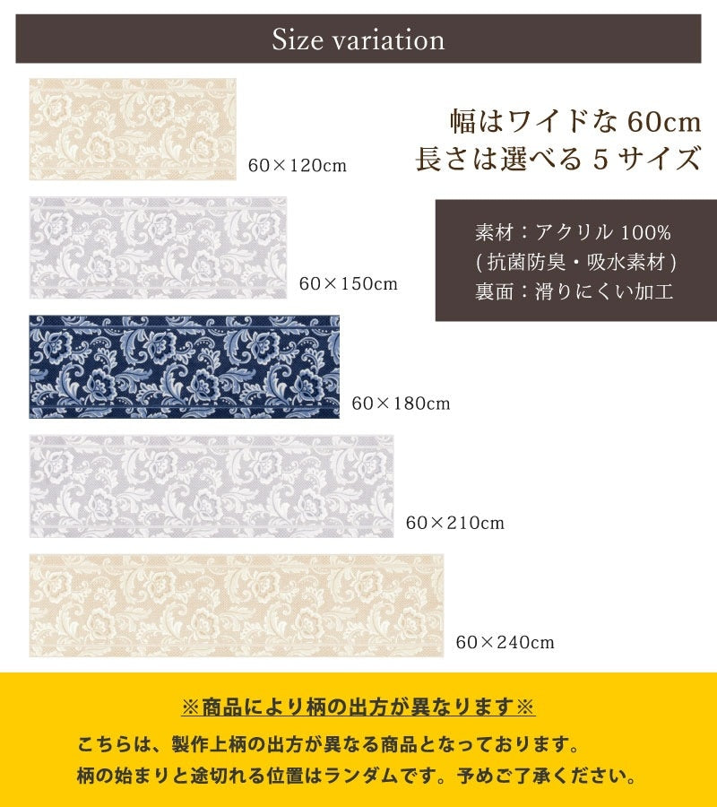 ランチェッティ ピッツォ キッチンマット 約60×120cm ブルー/ベージュ/グレー
