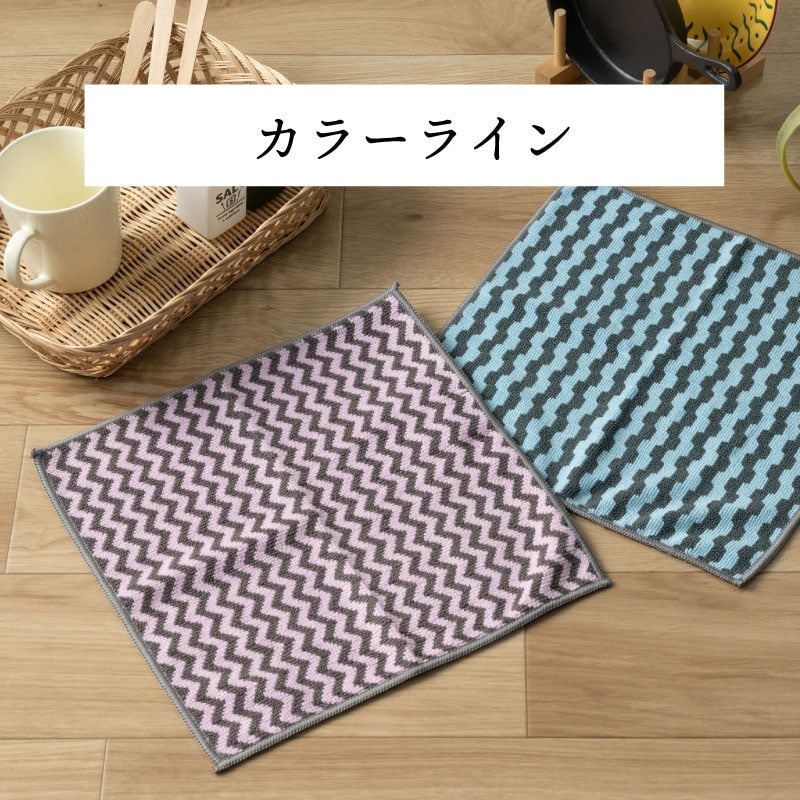 キッチンタオル2枚セット 約30×30cm モノライン/ハウンドドゥース/カラーライン