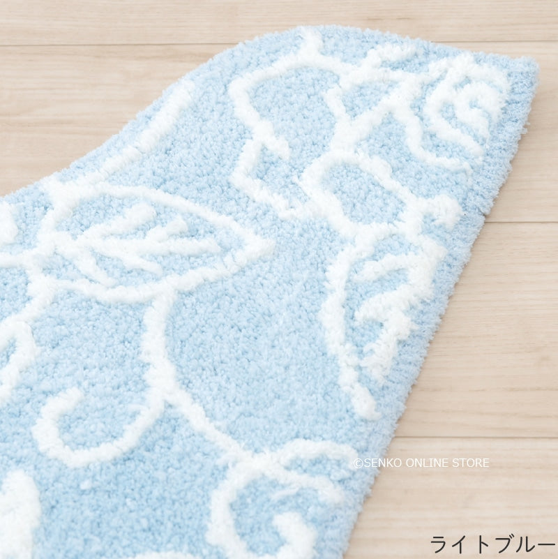 クリアローズ2 ロングトイレマット 約80×60cm ライトブルー/ライトピンク/ホワイト