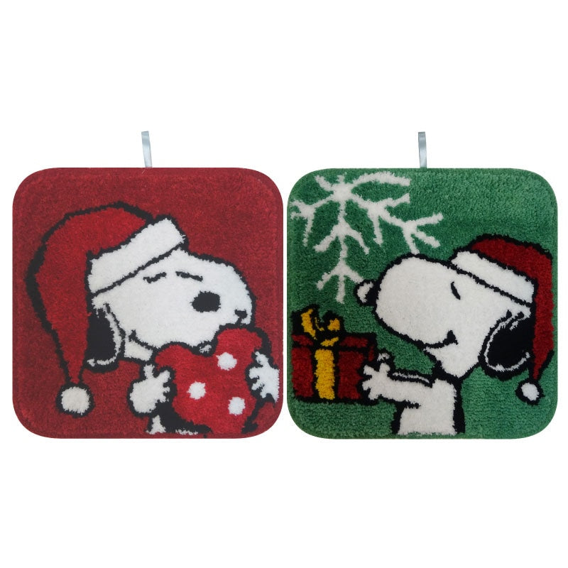★PEANUTS マルチマット 約38×38cm フォーユー（グリーン）/ハートハグ（レッド）