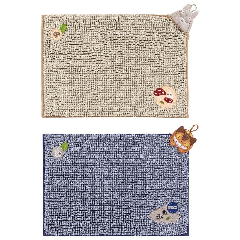 【フリーマット 玄関マット バスマット ジブリ キャラ 可愛い マイクロモール】約35×50cm となりのトトロ もこもこトトロ（ベージュ）/もこもこネコバス（ネイビーブルー）