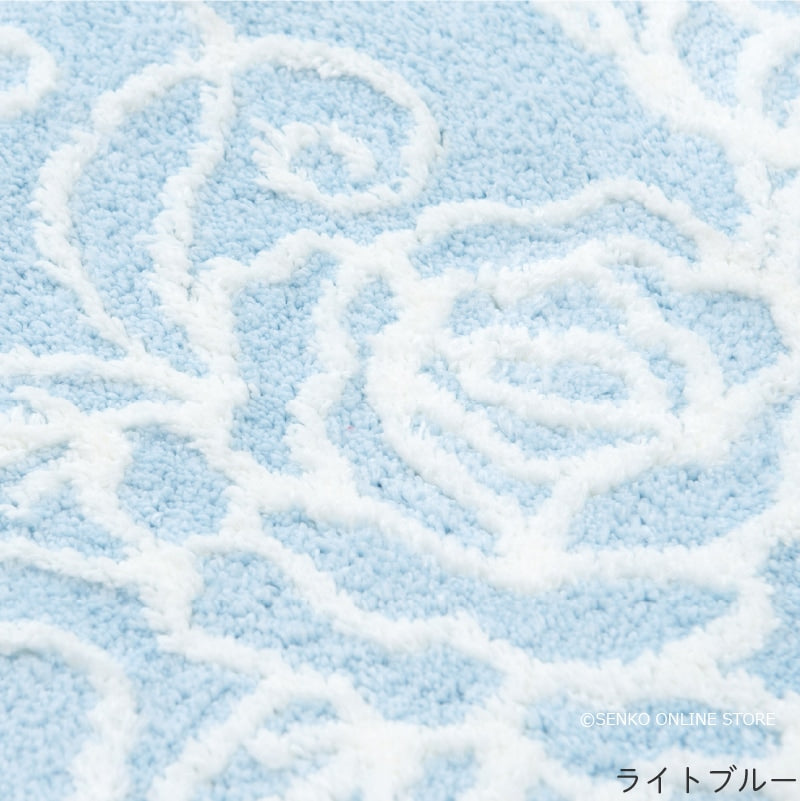 クリアローズ2 ロングトイレマット 約80×60cm ライトブルー/ライトピンク/ホワイト