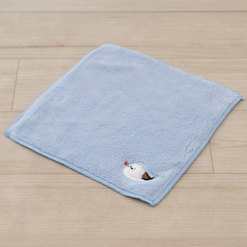 SDS シマエナガちゃん ミニタオル 約25×25cm ブルー/ホワイト