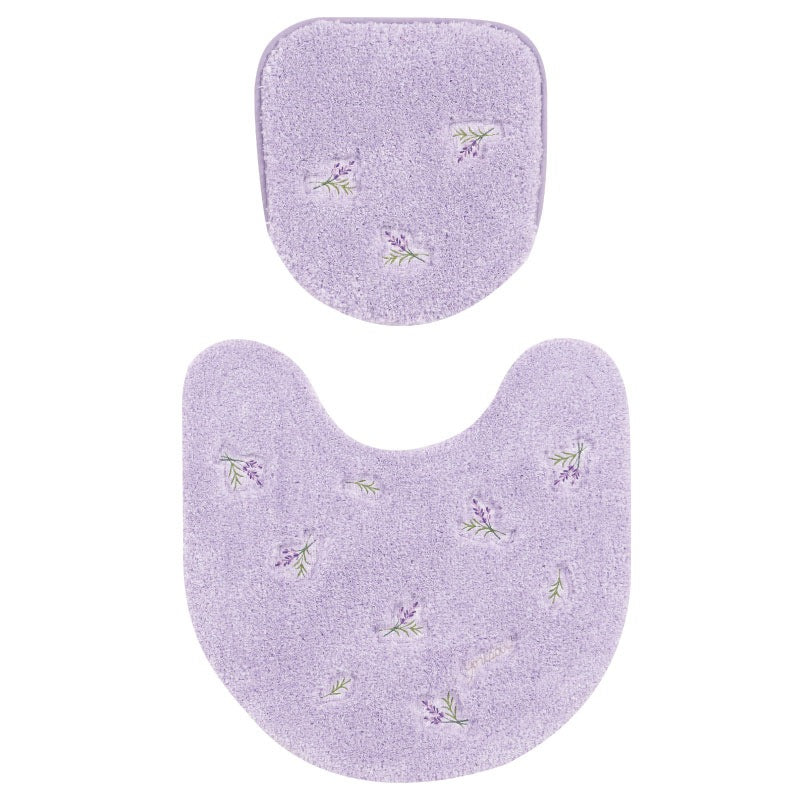【トイレ2点セット 花柄 可愛い お洒落 明るい】トイレマット+兼用フタカバー ラベンダー yorisou スイートラベンダー