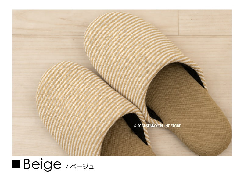 【スリッパ】Sサイズ（約21〜22.5cm） ベージュ/ネイビーブルー/レッド SDS ピンボーダー