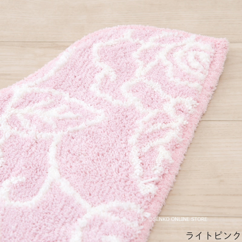クリアローズ2 ロングトイレマット 約80×60cm ライトブルー/ライトピンク/ホワイト