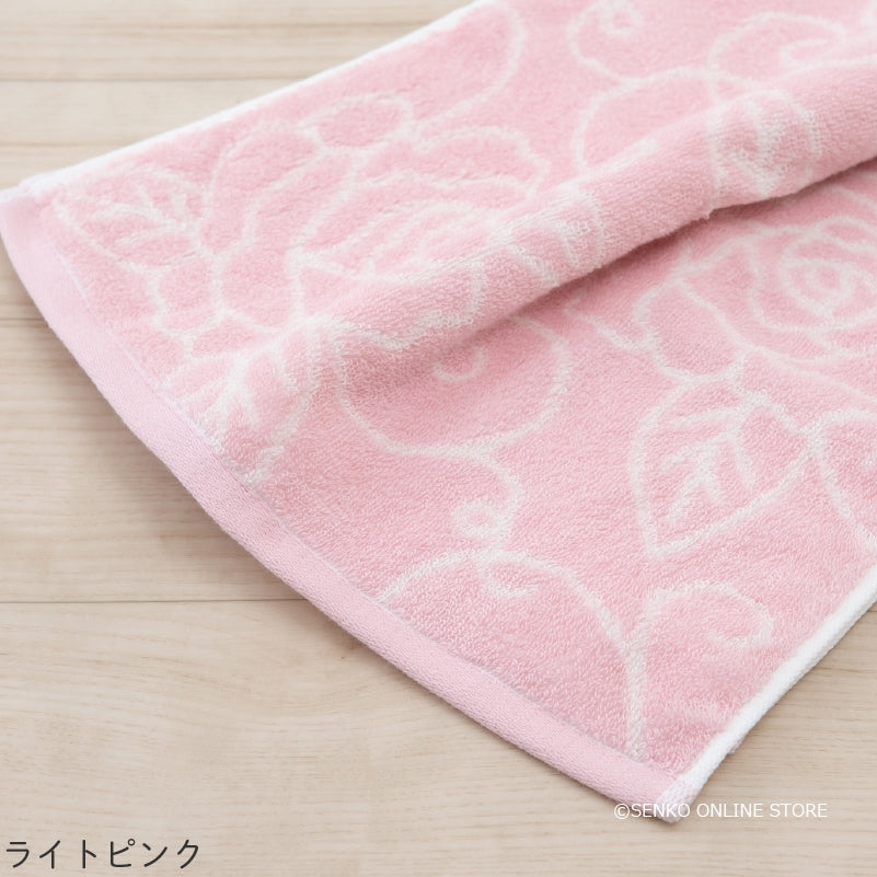 クリアローズ2 ハンドタオル 約34×75cm ライトブルー/ライトピンク/ホワイト