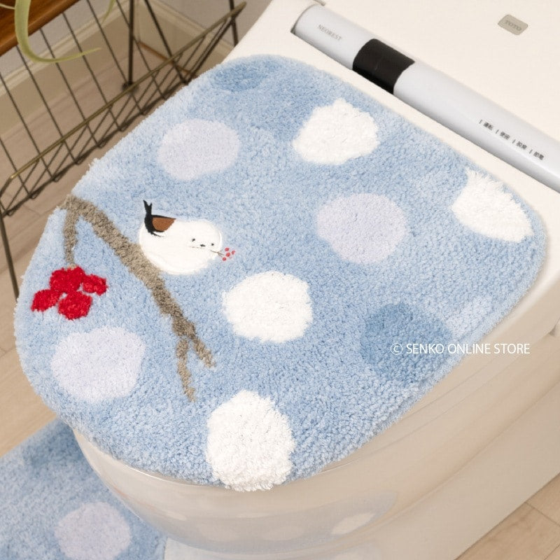 SDS シマエナガちゃん トイレ兼用フタカバー（普通便座＆温水洗浄・暖房便座兼用） ブルー/グレー
