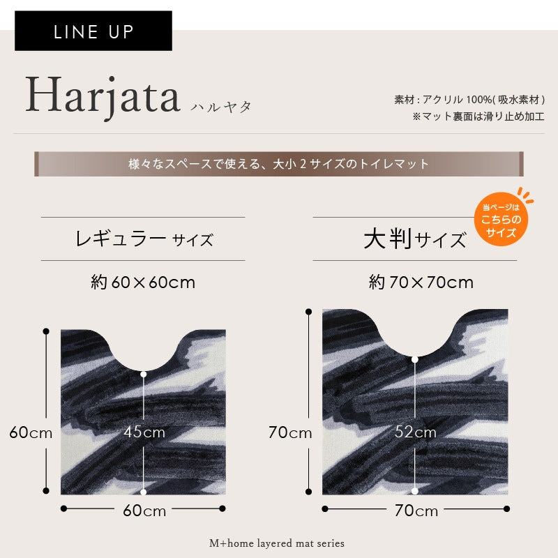 ★M+home ハルヤタ トイレマット 約70×70cm ネイビーブルー