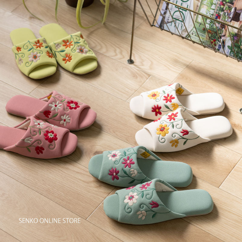 シビラ スリッパ フラワーガーデン2 適応サイズ:（M）約22〜24cm ブルー/ベージュ/グリーン/ピンク