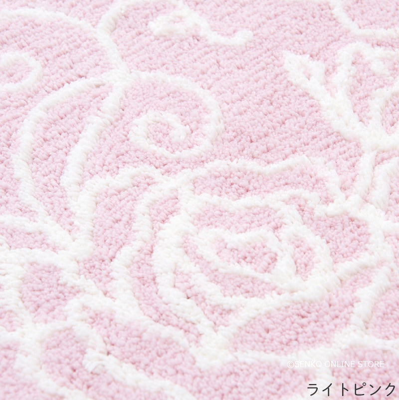 クリアローズ2 ロングトイレマット 約80×60cm ライトブルー/ライトピンク/ホワイト