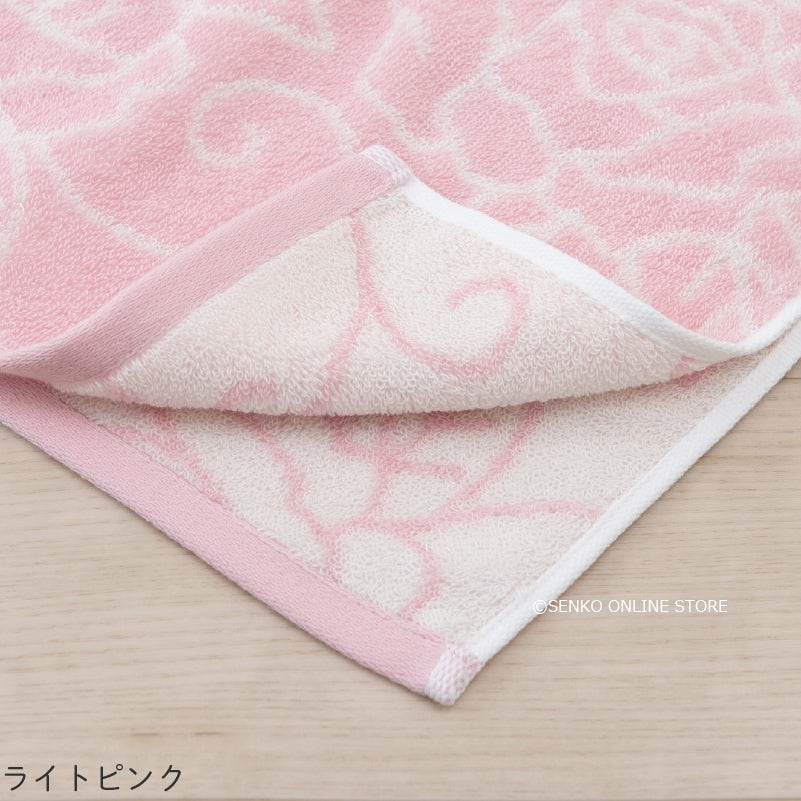 クリアローズ2 ハンドタオル 約34×75cm ライトブルー/ライトピンク/ホワイト
