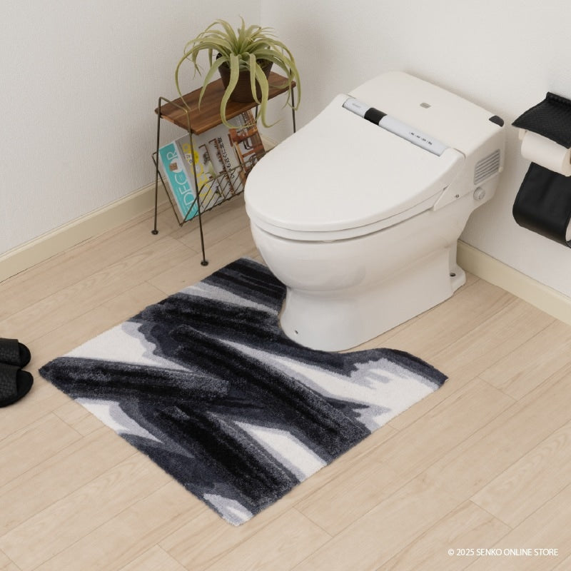 ★M+home ハルヤタ トイレマット 約70×70cm ネイビーブルー