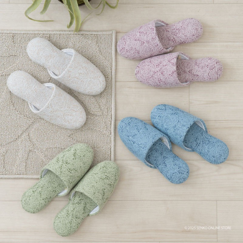 SDS ローズレイス スリッパ Mサイズ（約23.5〜25cm） ブルー/ベージュ/ピンク/グリーン