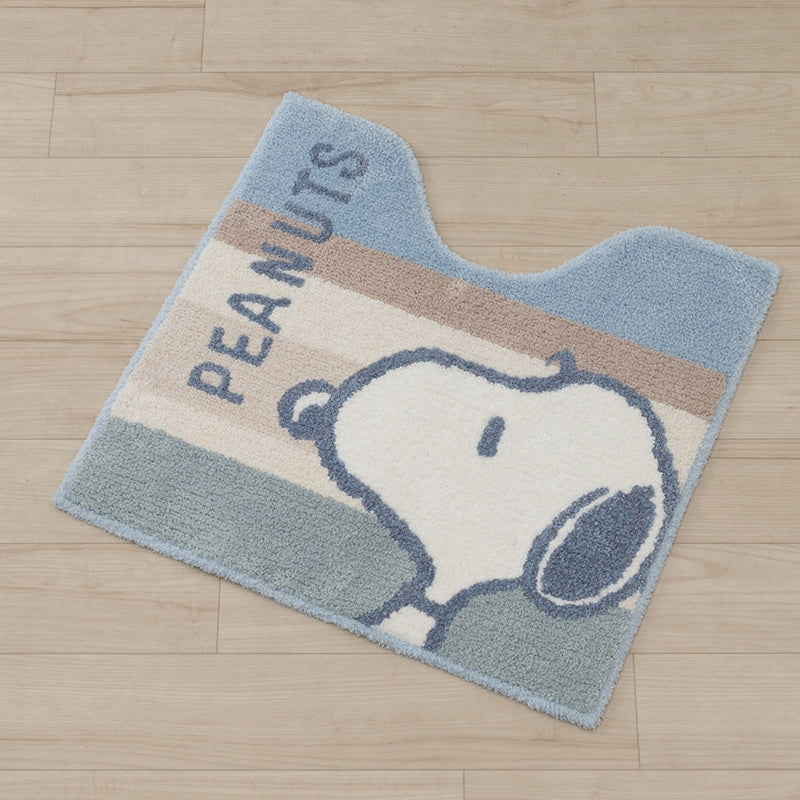 PEANUTS くすみパステル トイレマット 約58×60cm ブルー/ピンク