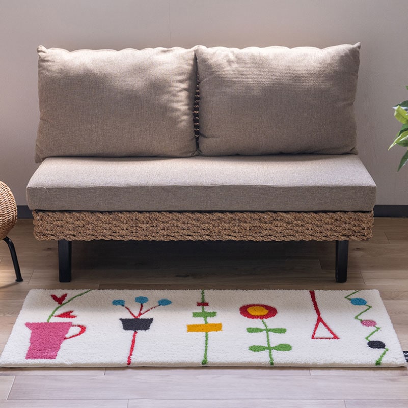 アツコマタノ キッチンの窓辺 ロングマット 約50×120cm グレー/アイボリー