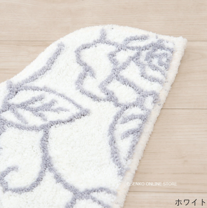クリアローズ2 ロングトイレマット 約80×60cm ライトブルー/ライトピンク/ホワイト
