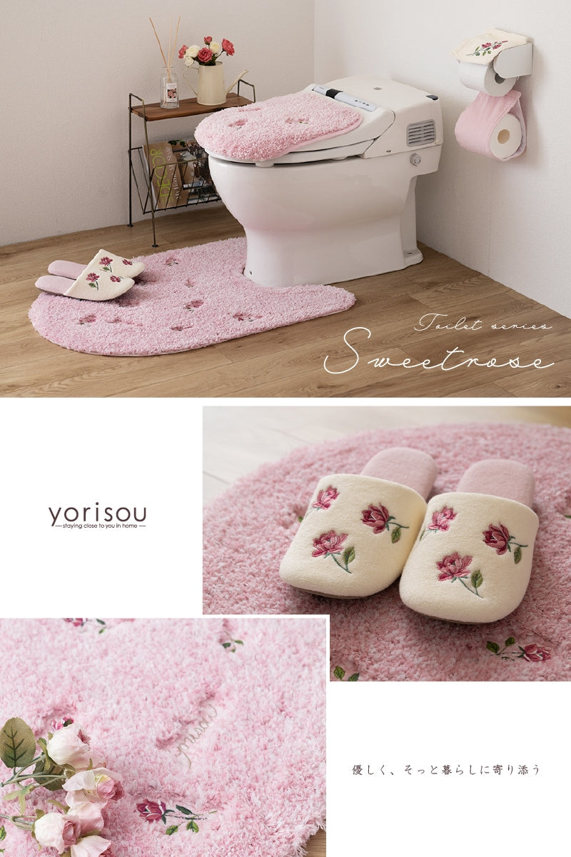 SDS yorisou スイートローズ トイレ兼用フタカバー（普通便座＆温水洗浄・暖房便座兼用） ピンク
